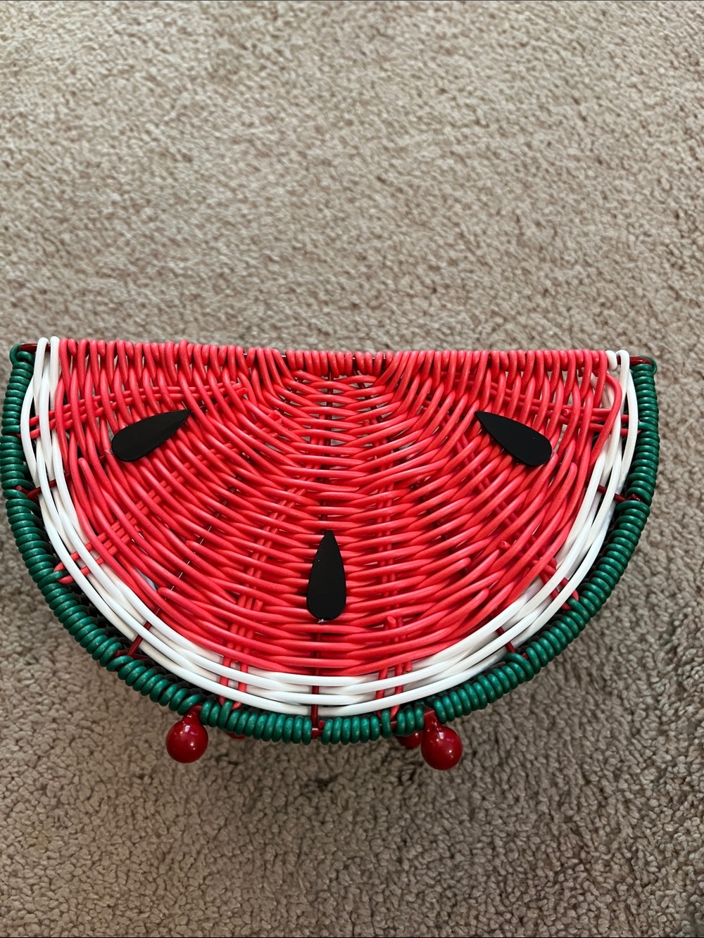 Watermelon Wicker Decorative Basket - Red/Green